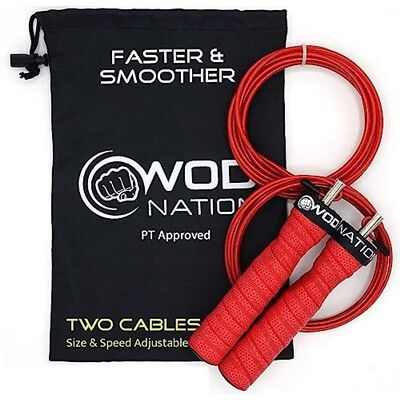 Attack Speed Adjustable Jumping Rope One Thick and One Light, 11 Foot, Red