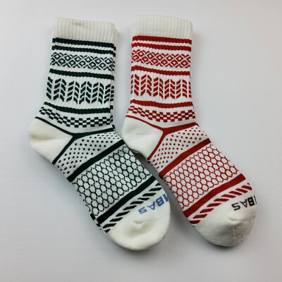 Bombas Fair Isle Holiday Half Calf Lot Of 2 Pairs Socks Size M (W8-10.5,M6-9)