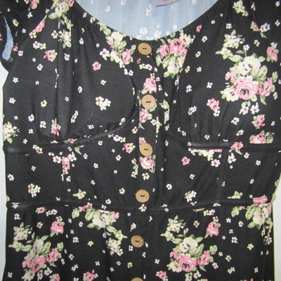No Boundries Dress size XL (15-17) Juniors Black Floral Pullover Short Sleeve 