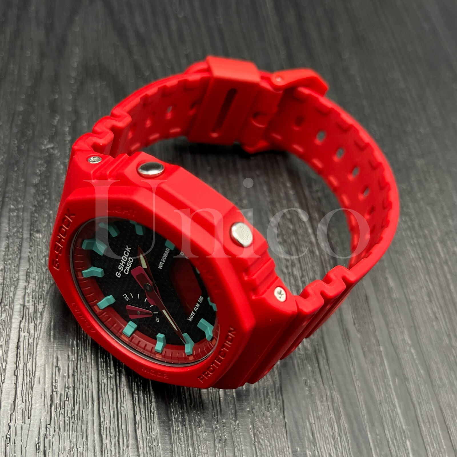 Pre-owned Casio Custom Made Watch Ga2100-4a G-shock  Waffle Black Dial Tf Green Scale Ring