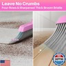 JOYMOOP Pink Broom and Dustpan Set with 56” Handle, Upright Angle with Built-in Comb Teeth for Hardwood Floors and Pet Hair