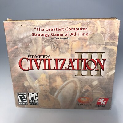 Sid Meiers Civilization III + Cardboard Cover Video Game PC CD-ROM Open Box
