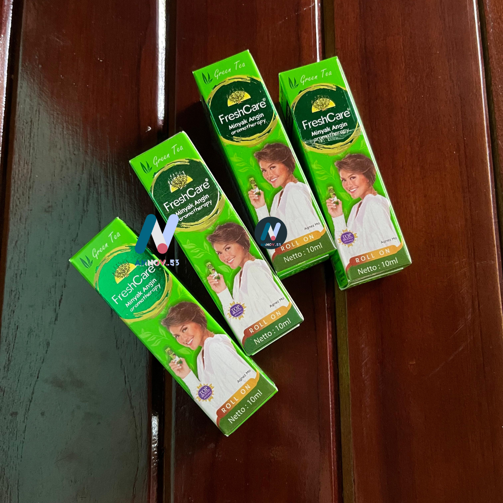 FRESHCARE Minyak Angin GREEN TEA Herbal Aromatherapy Roll On Medicated Oil 4pcs