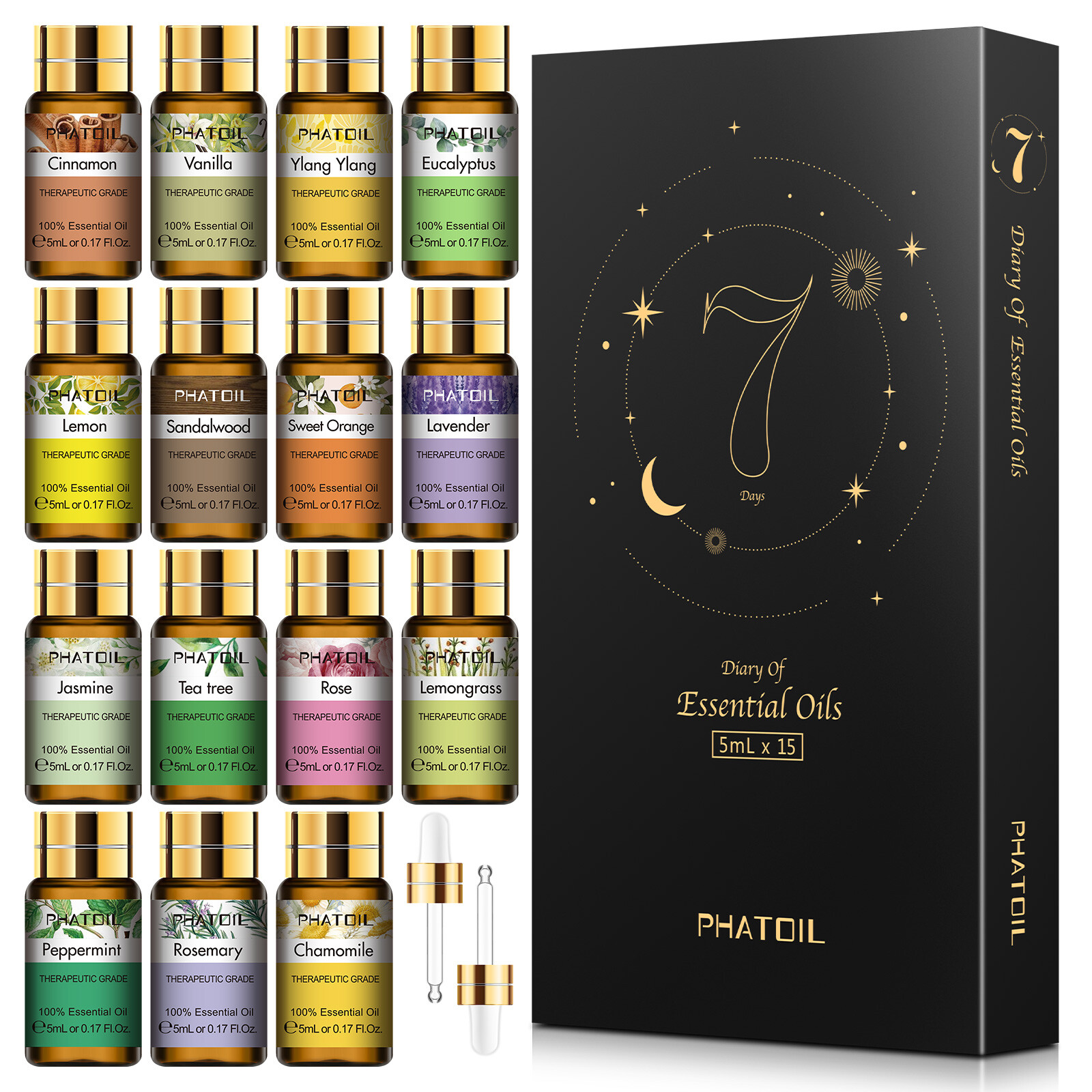 PHATOIL Essential Oil Set Gift Set Natural Diffuser Essential Oils Aromatherapy