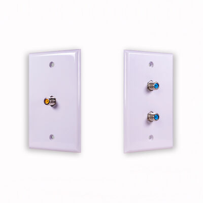 SatelliteSale Coaxial F- 81 Type RG-6 3GHz Universal  Wall Plate w/ Screws