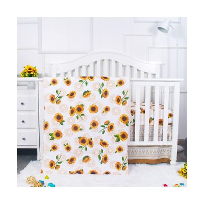 La Premura Sunflower Baby Girl Crib Bedding Set for Girls, 3