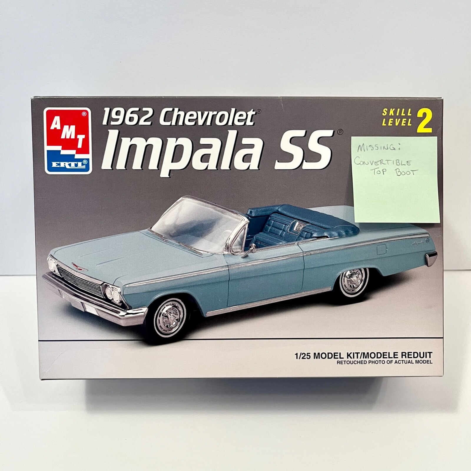 自動車 AMT Chevrolet Impala Fastback SS 1/25 VTG, AMT 1:25 1962 Chevrolet Impala SS Convertible Kit #8209
