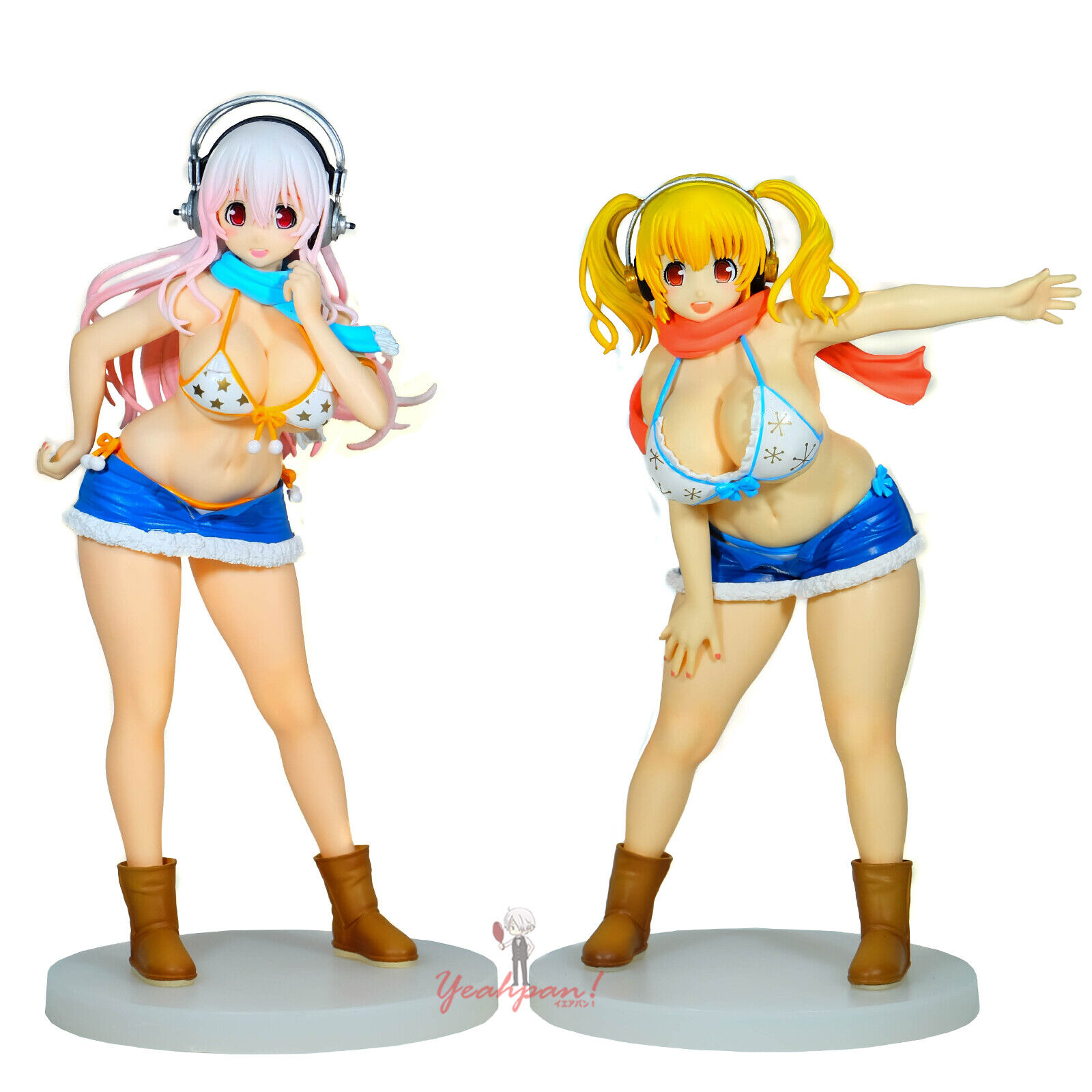 Super Sonico Pochaco Winter Ver. Figure Set TAITO JAPAN +