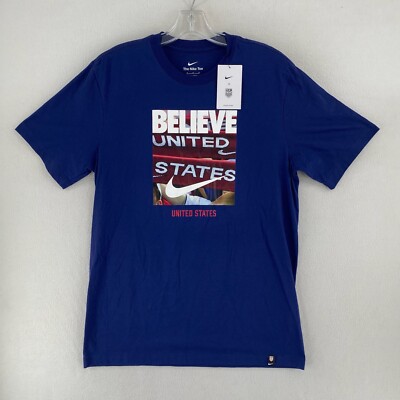 United States National Soccer Team 'Believe' Swoosh Nike T-shirt Size XL Blue