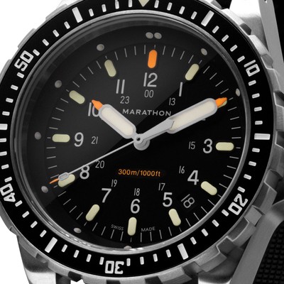 Pre-owned Marathon 46mm Jumbo Diver's Quartz (jsar) 316l Stainless Steel Wristwatch Made I