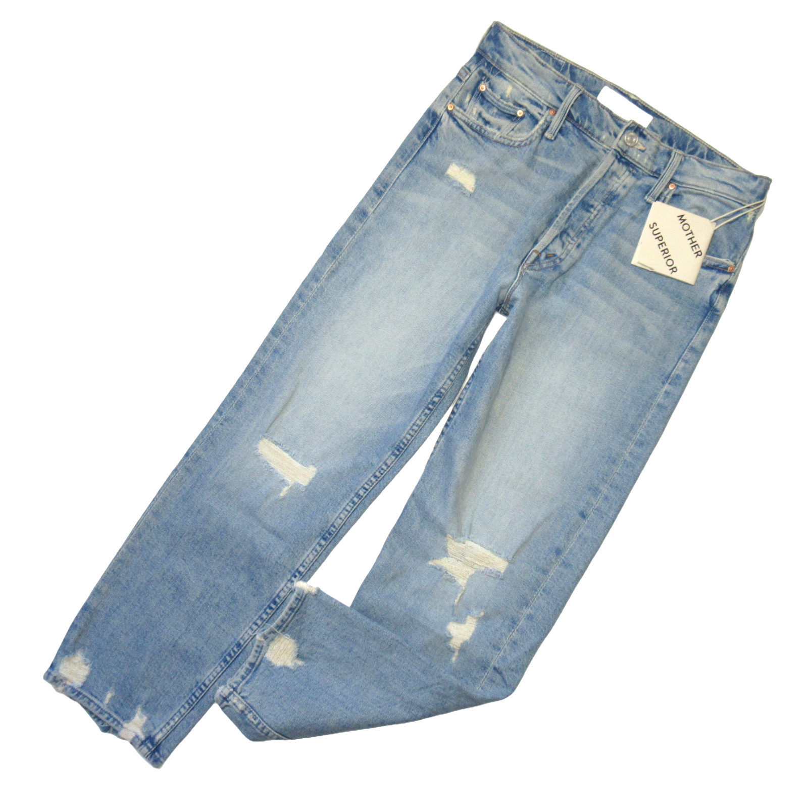 Pre-owned Mother Superior Tomcat In The Confession High Rise Destroyed Jeans 26 In Blue