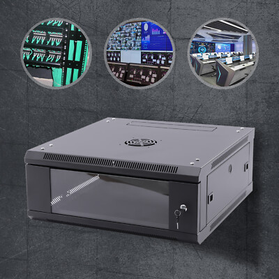 4U 24'' Deep Wall Mounted Network Server Rack Data Cabinet Enclosure Glass Front