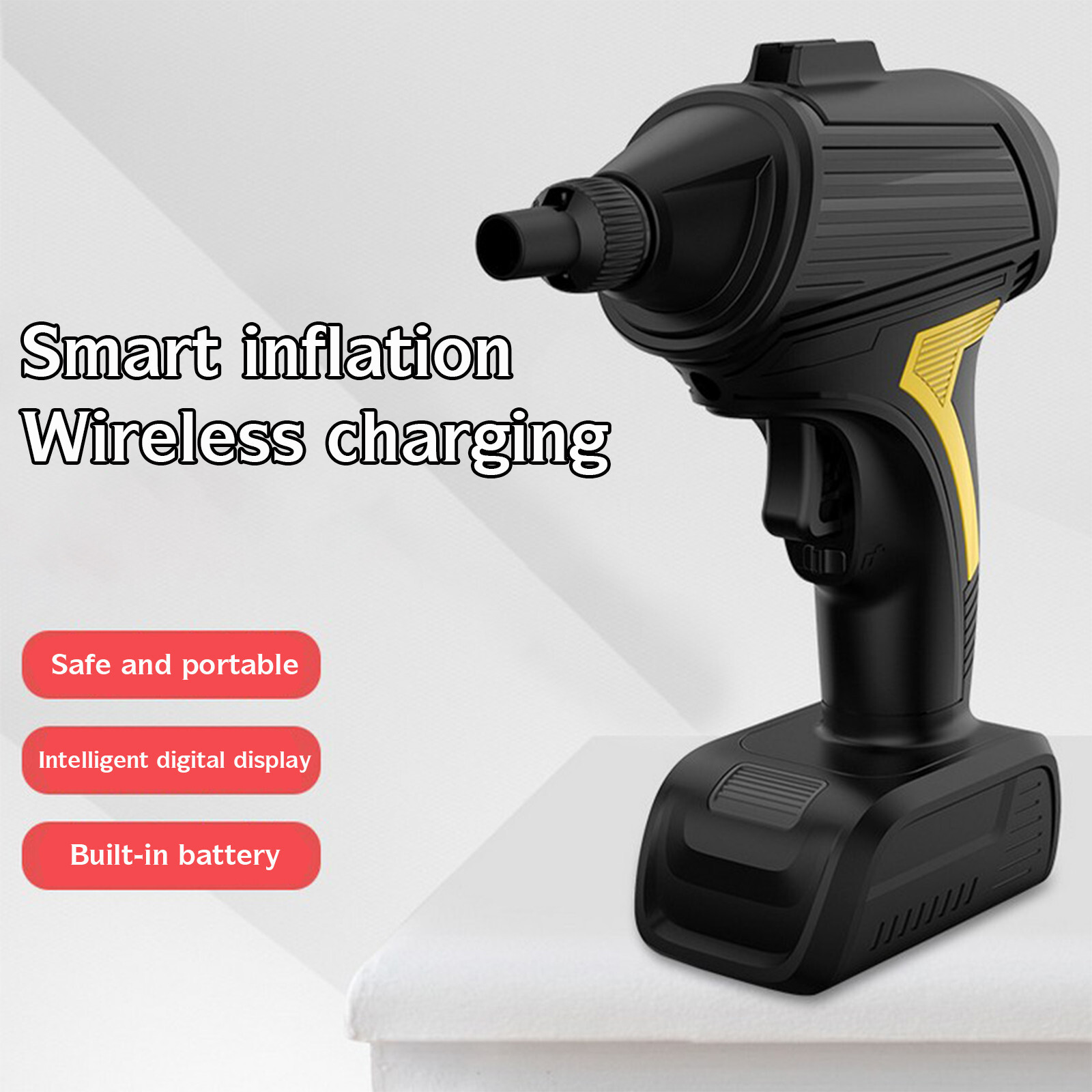 Hand-held Inflator Pump for Wireless Electric Vehicles Portable Air Pump Black