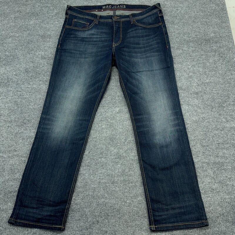 Mac Jeans Mens 38x30 Blue Arne Slim Straight Dark Wash Denim H662-0503