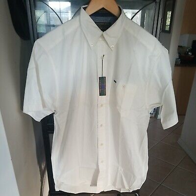 Alexander Julian Colours Mens Short Sleeve White Button Down Shirt Size M