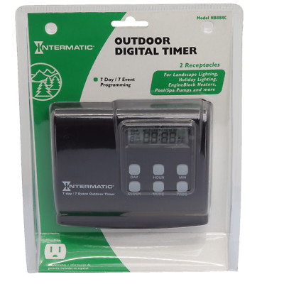 Intermatic HB88RC Digital Two Receptacle Programmable 7 day Outdoor Timer, Black