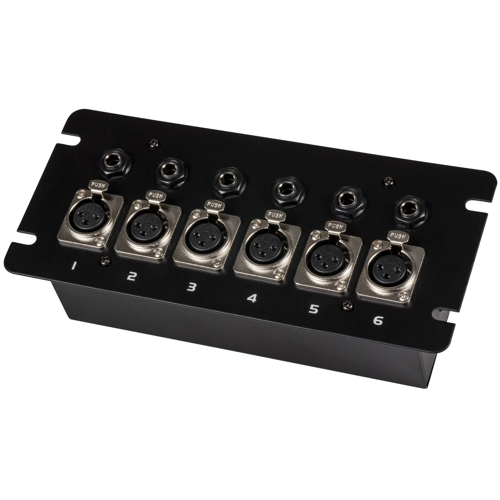 Floor / Surface Mount Stage Box with Six XLR Female and Six