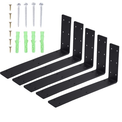 4 Heavy Duty Steel Countertop Support Brackets Mantel Shelf L Corbel Black
