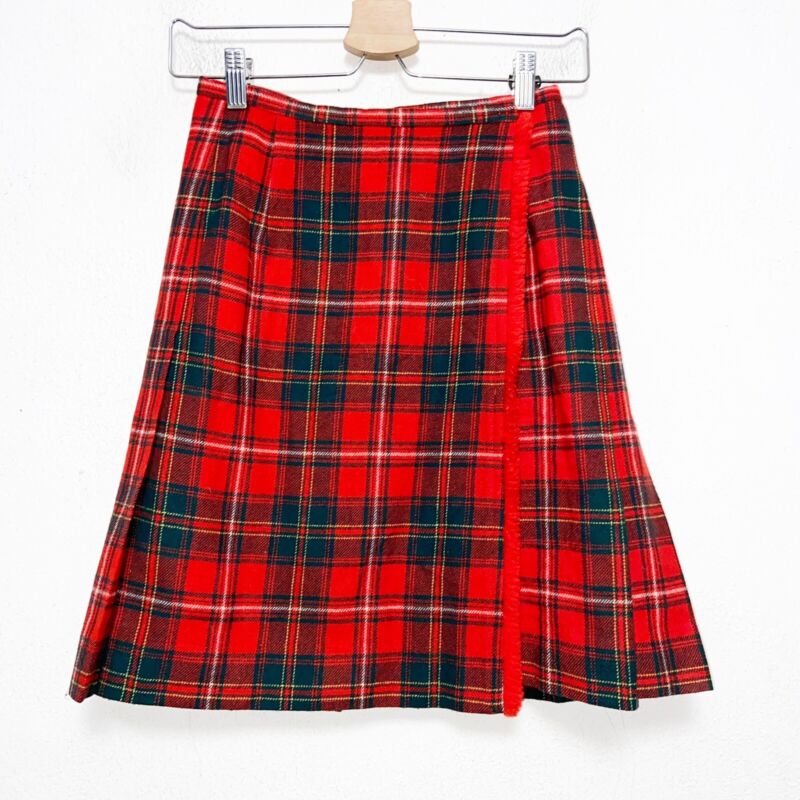 Vintage Pendleton Red Wool Plaid Skirt Girls Size 12