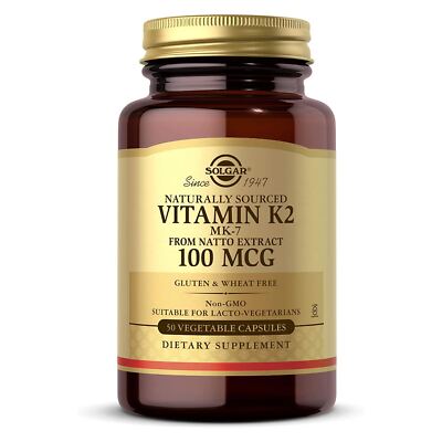 Solgar Naturally Sourced Vitamin K2 MK-7 100 mcg 50 Vegetable Capsules