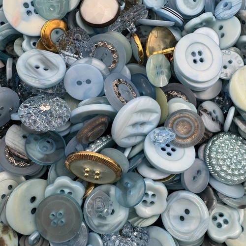 New! Mixed Lot Dyed Aqua/Lt Blue  Premium Buttons All Sizes For Embellishments