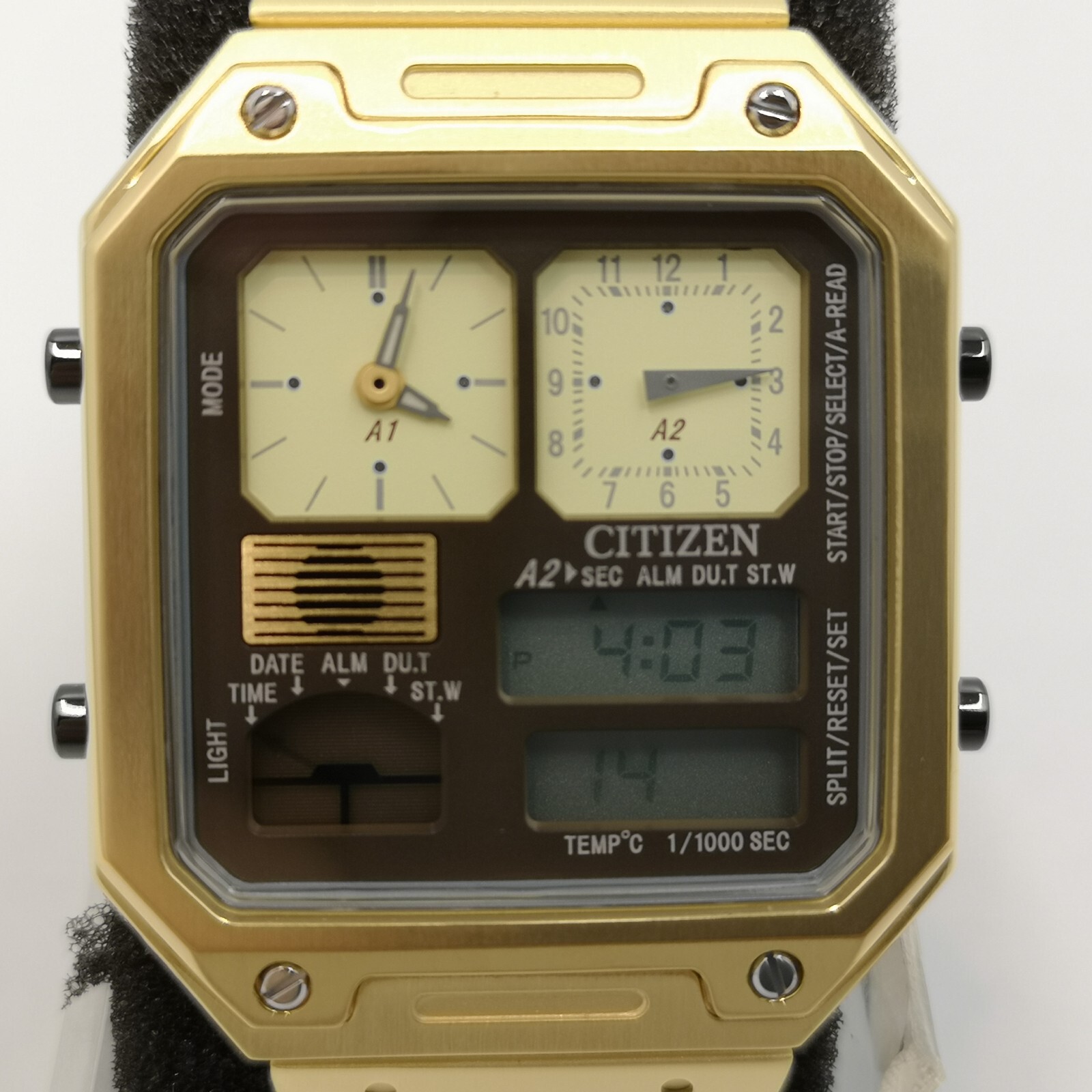Pre-owned Citizen Record Label Jg2122-60w Gold Chronograph Men's Watch In Box