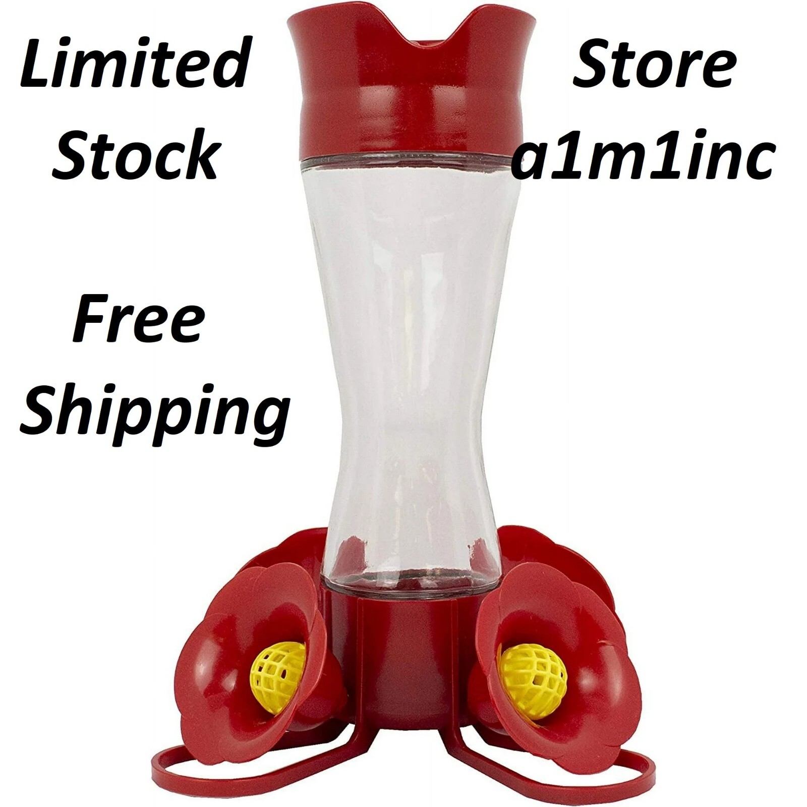 Perky-Pet 8 oz Pinch Waist Glass Hummingbird Feeder, Red - F