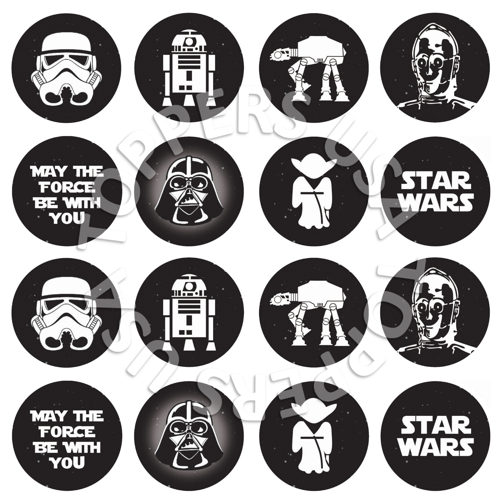 16x-edible-star-wars-birthday-party-cupcake-toppers-wafer-paper-4cm-uncut-ebay