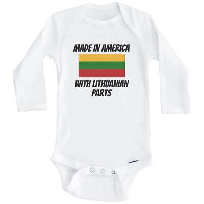 Made In America With Lithuanian Parts Lithuania Flag Long Sleeve Baby Bodysuit