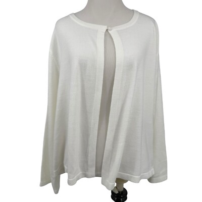 Croft & Barrow Size 2X White Lightweight One Button Front Cardigan Sweater NWT