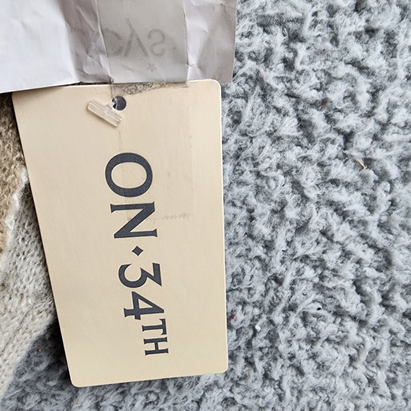 On 34th Tight Knit Reversible Wrap Sweater Women's O/S Taupe/Ivory Open Front - Picture 8 of 13
