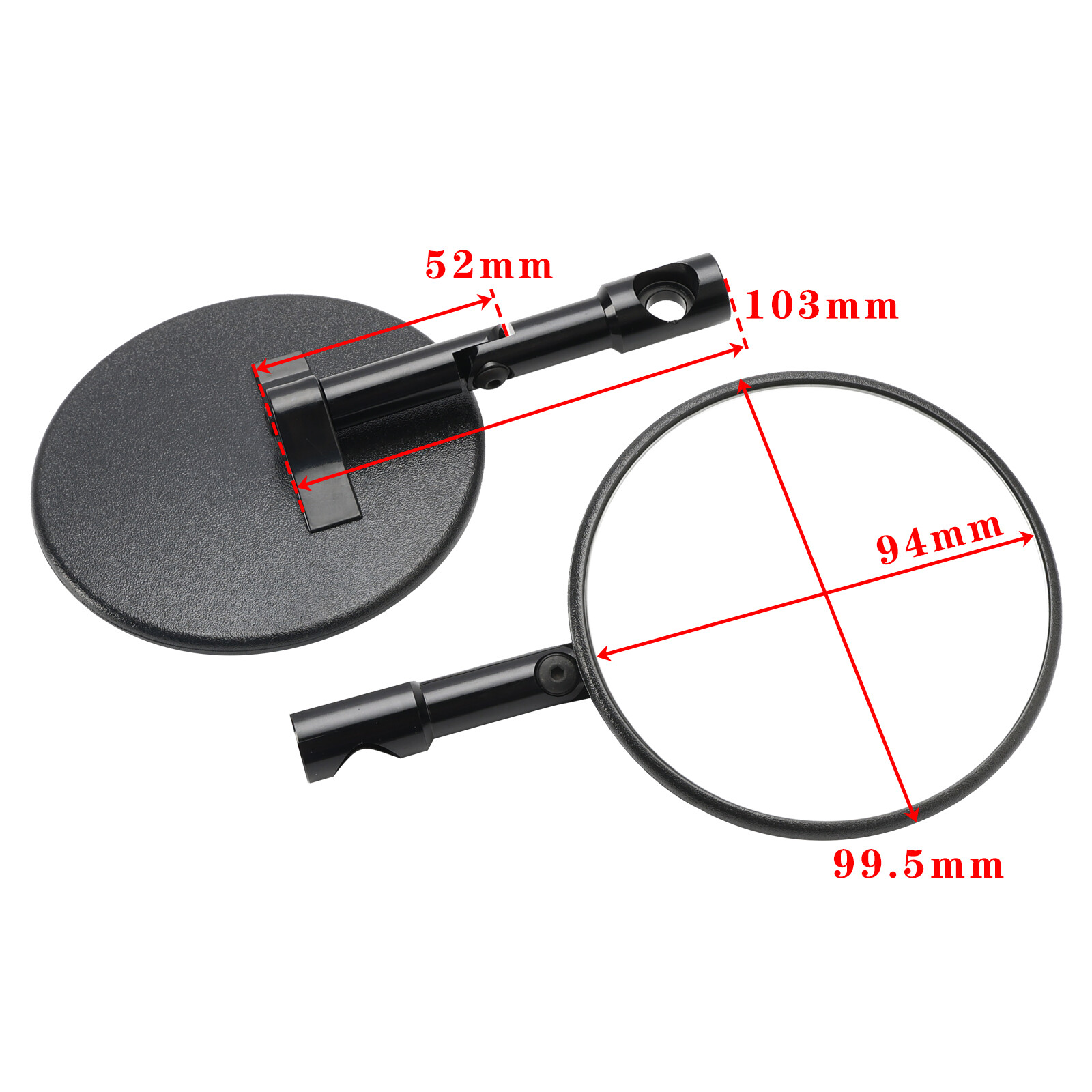 BLACK ROUND PAIR HANDLEBAR MIRRORS SUPERBIKE SUPERMOTO BAR END MIRROR M8 M10 US