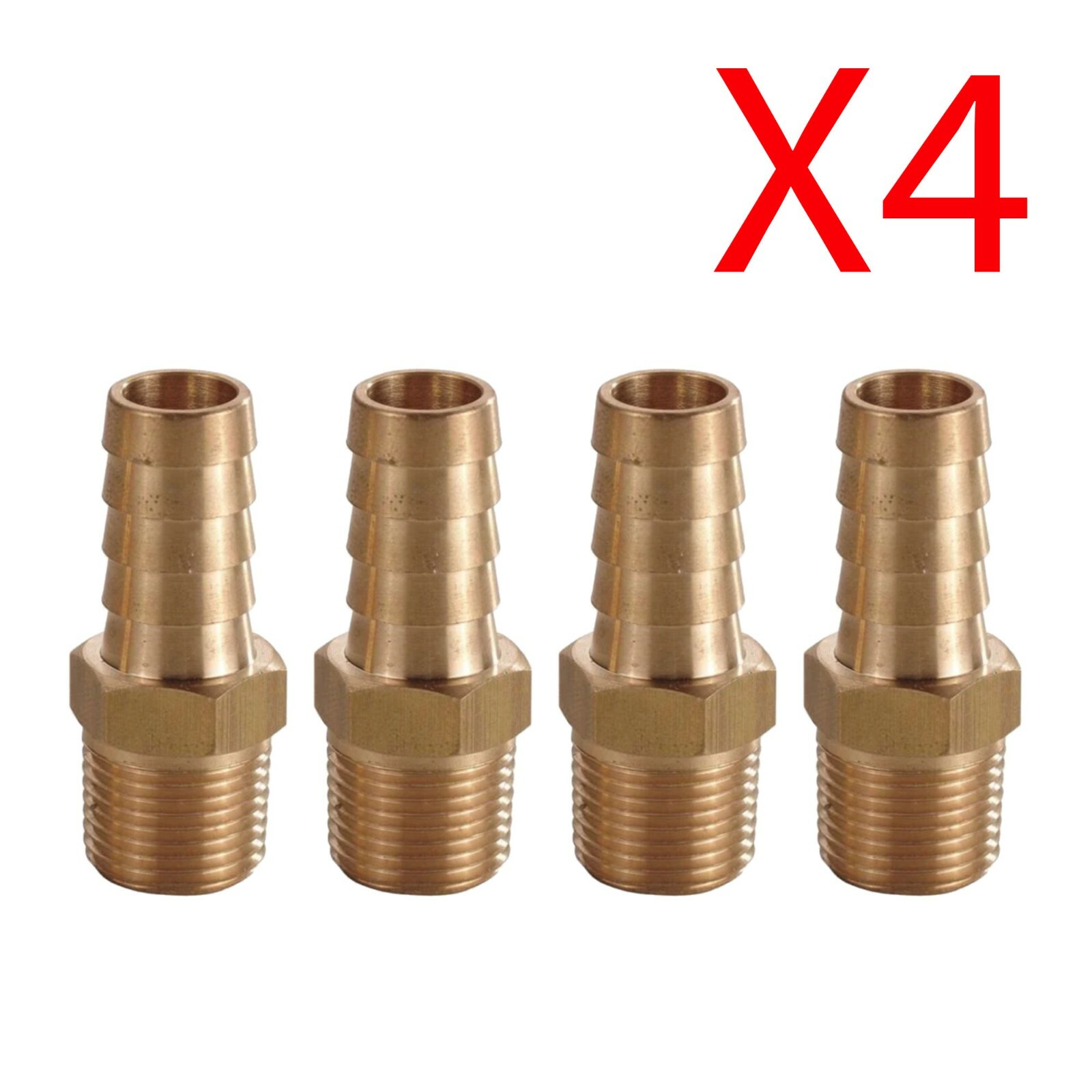 3/8" Brass Hose Barb Nipple X 1/4" Male NPT Threads for CO2, Gas, Air PACK OF 4