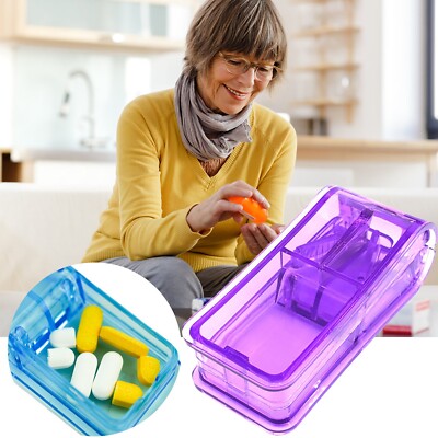 Portable Pill Cutter For Small Pills Tablet Storage Splitter Case Storage Box