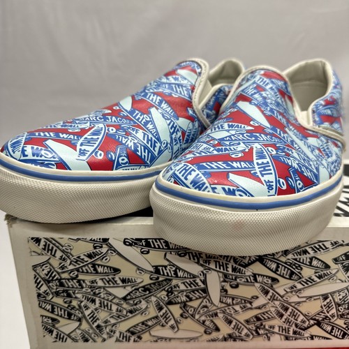 Pre-owned Vans Marc By Marc Jacobs X  Slip On Logo Skate Shoe Sneakers Sz 12 Us Blue Red
