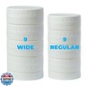 Bedgeta 18 Pack White Plastic Mason Jar Lids with Silicone Rings, 9 Wide Mouth and 9 Regular Mouth Canning Lids for Ball and Kerr and More, 86mm and70mm Plastic Mason Jar Lids