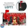 Evlaschin Christmas Dog Mailbox Cover with Magnetic 25.5x21 Inch Xmas Puppy Trees Winter Snowflakes Waterproof Mailbox Wrap Letter Post Cover Large Size for Garden Yard Outdoor New Year Decor