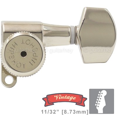 NEW Hipshot VINTAGE 6-in-Line Stag Locking Tuners HEX Buttons 21/64'' ID, NICKEL