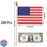 Zoblise Small American Flags on Stick: 200 Pcs 4x6 Inches Small US Flags Bulk Wooden Stick Handheld, Mini American Flags for Outside, 4th of July Decorations, Veterans day, Independence Day Decoration