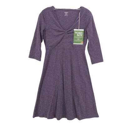 NWT TOAD CO Rosalinda Dress Nightshade Purple Organic Cotton Stretch Eco SMALL