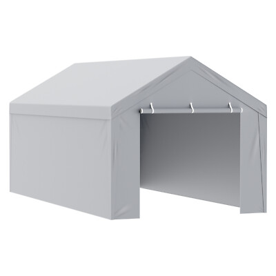 VEVOR Carport Replacement Canopy Car Shelter Tent Top+Side Wall 10x20 ft Grey