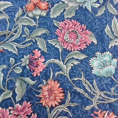 Crowson vintage curtain blue floral fabric Pillow Cushion Upholstery W 55''