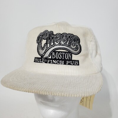Cheers Hat Vintage Bar Boston Strapback Cap White Corduroy Adjustable New 80s