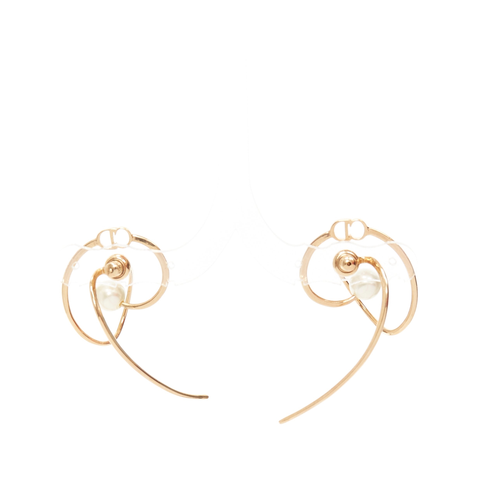 DIOR Tribales gold metal CD logo faux pearl swirl pin