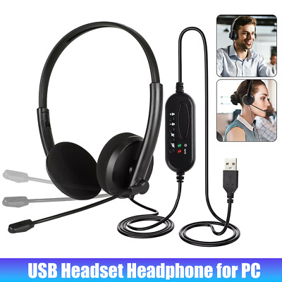 Hands Free USB Noise Cancelling Microphone Headset For Call Center Lightweight