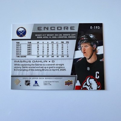 2025 Upper Deck Series 2 #E-193 Rasmus Dahlin Encore