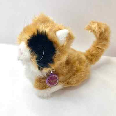 Vintage Cat Kitten Plush Bendable Tail Ginger Collar Kitty Calico Orange Plush