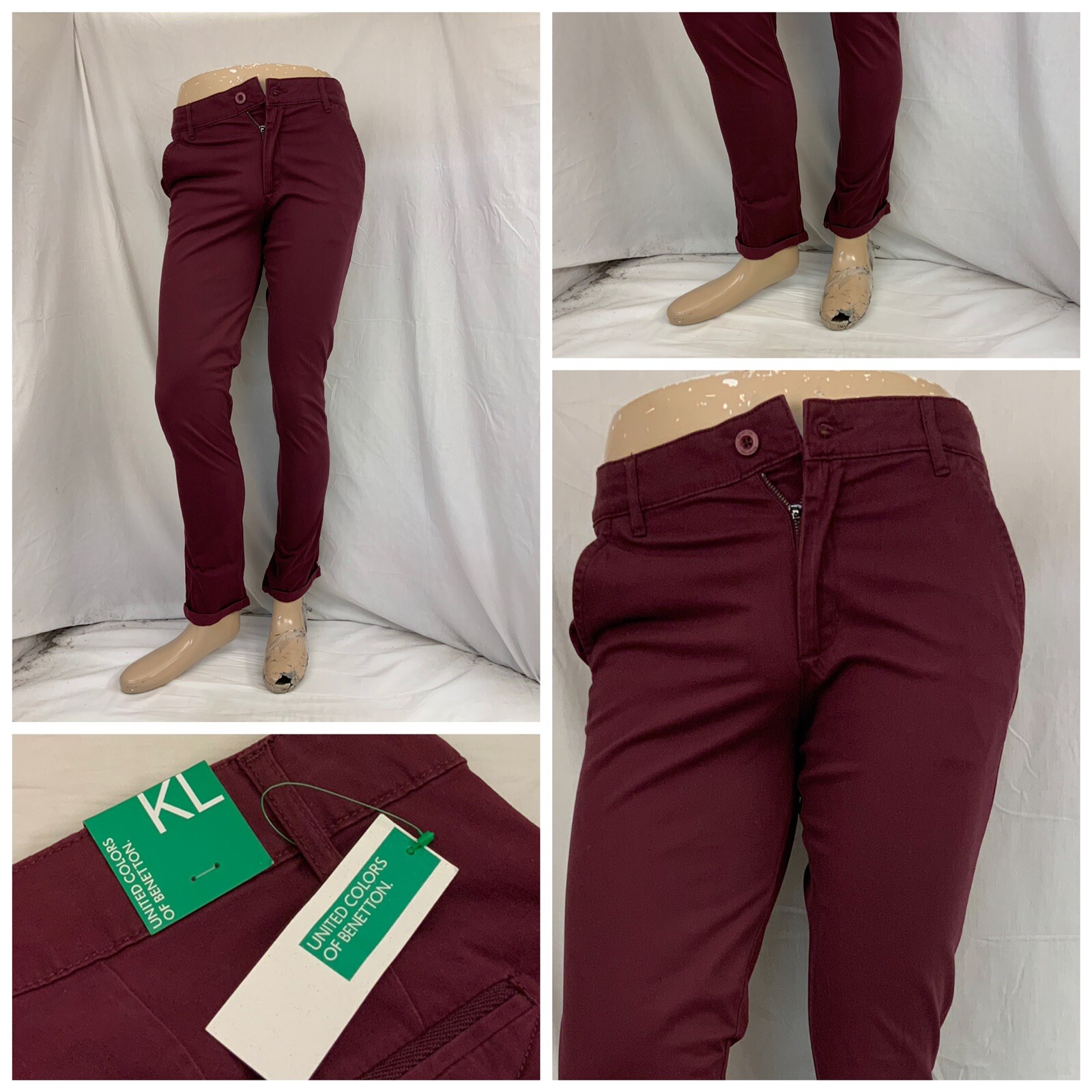 United Colors Of Benetton Pants Sz KL Purple Cotton Stretch