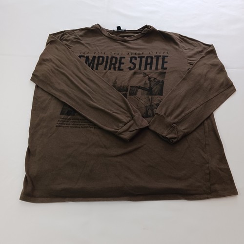 Fashion Nova EMPIRE STATE Women's Brown Cotton Blend Long Sleeve T-Shirt Size L