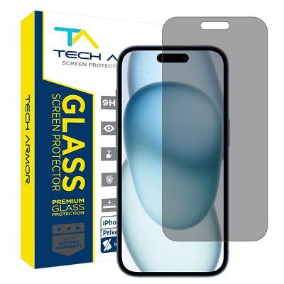 Tech Armor Privacy Glass Screen Protector for iPhone 15 Plus 6.7 Inch - 1 Pack